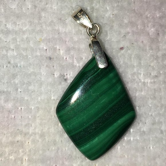 Malachite Diamond Pendant with Foot Bail - Picture 2 of 4